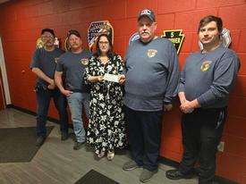 (L to R) Fire Chief Joe Temarantz Jr., Captain Sean P. Reilly, Malinda Knipfer S.A.F.E., Inc. Executive Director, Senior Engineer Ron Priestman Jr., Career Firefighter/EMT Joseph Scudder. 
